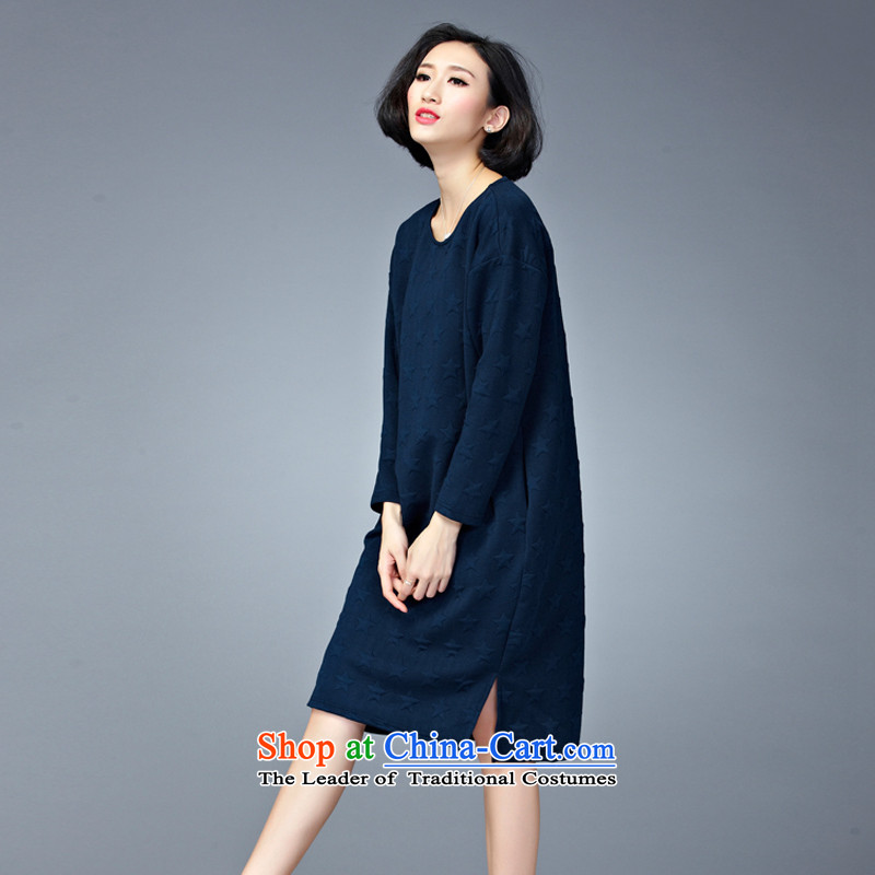  The Korean version of large numbers MEISUDI ladies casual wear cotton folder warm in the establishment of a liberal long thin thick mm modern graphics wild long-sleeved dresses red are code (loose) (Mei Su MEISUDI) , , , shopping on the Internet