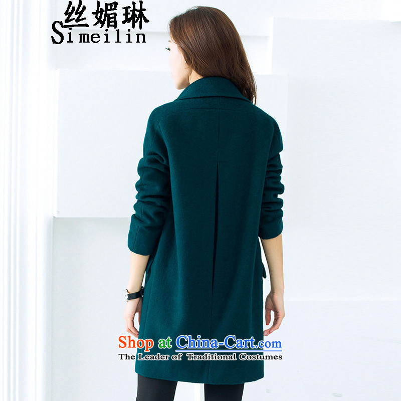The population of autumn and winter 2015 Lin new Korean women in a relaxd thick long wool?? jacket girl with dark green gross 2XL, population of RIM (simeilin) , , , shopping on the Internet