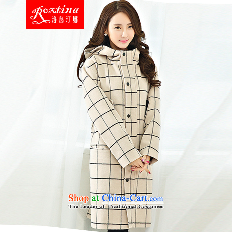 The ge Ting of autumn and winter 2015 Women's new stylish coat gross long? lapel latticed jacket m White led the bures (L-1, Li Yun house , , , shopping on the Internet
