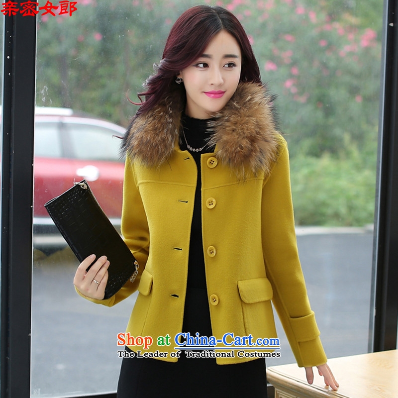 Intimacy girl gross? female 2015 winter coats new large Korean long in Sau San double-gross for a wool coat ZMFS3139 grass-Huang Mao for?M