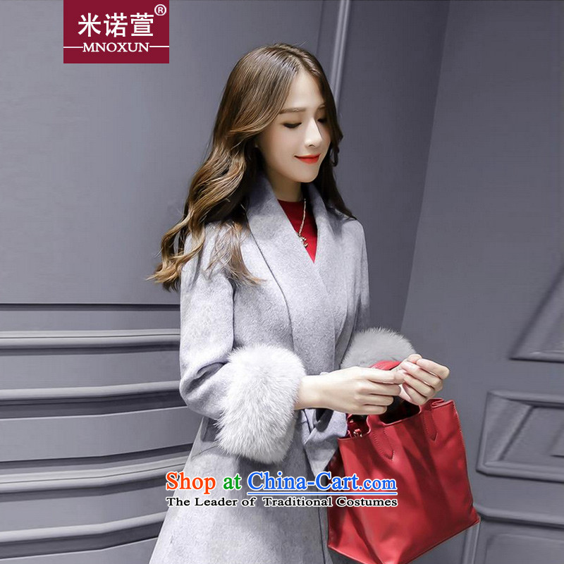 Mineau Xuan by 2015 autumn and winter new v-neck? coats that long jacket K808# gross Sau San?- S, Domino Xuan (MNOXUN) , , , shopping on the Internet