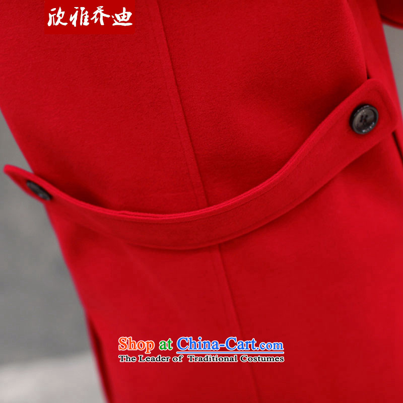 Yan Nga Jodie pure color jacket women 2015 gross? autumn and winter new Korean version of large numbers in Sau San long Wild hair a wool coat RED M Yan Nga Jodie (XINYAJODI) , , , shopping on the Internet