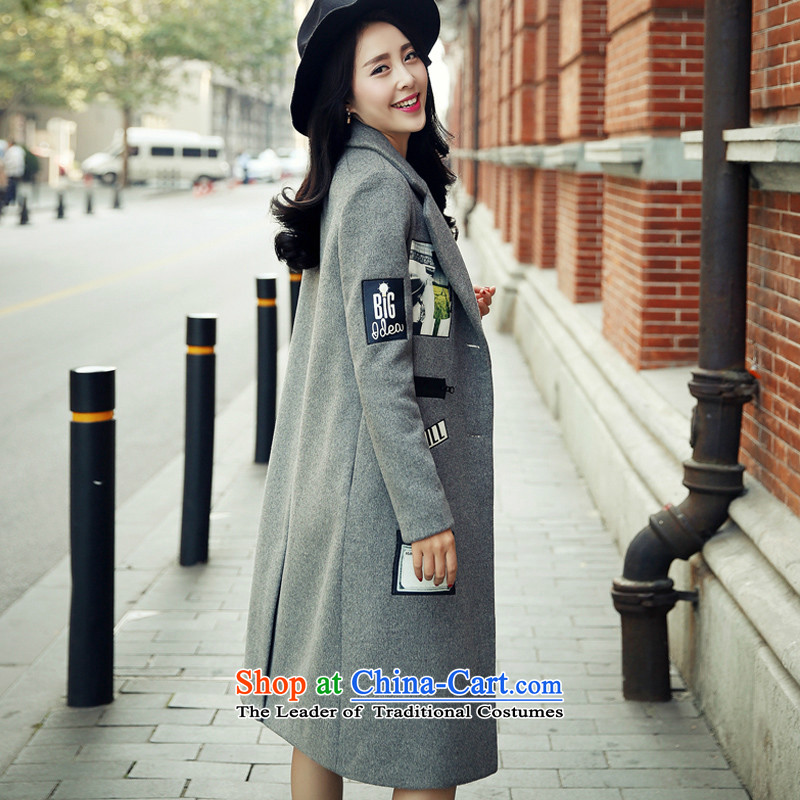 Sin has new products in the autumn 2015 Winter Korea long-sleeved Pullover wool coat girl in long?) coats larger female gray thick warm , L, sin has shopping on the Internet has been pressed.