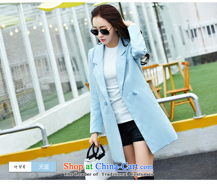 Korea bay is autumn and winter new long-sleeved single row detained Sau San Korean pro code thick hair? coats wind jacket HYW8858 female blue L picture, prices, brand platters! The elections are supplied in the national character of distribution, so action, buy now enjoy more preferential! As soon as possible.