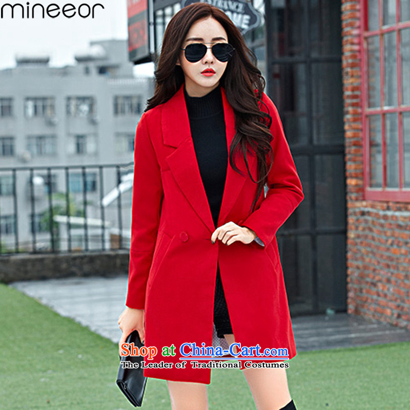 Mineeor2015 autumn and winter coats gross new women's Korea? version thick a wool coat jacket in long HYW8858 red L