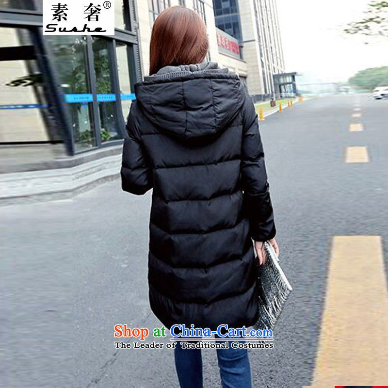 The extravagance of 2015 winter clothing new Hoodie Sau San in long large Fat MM down jacket of female black 4XL, luxury shopping on the Internet has been pressed.