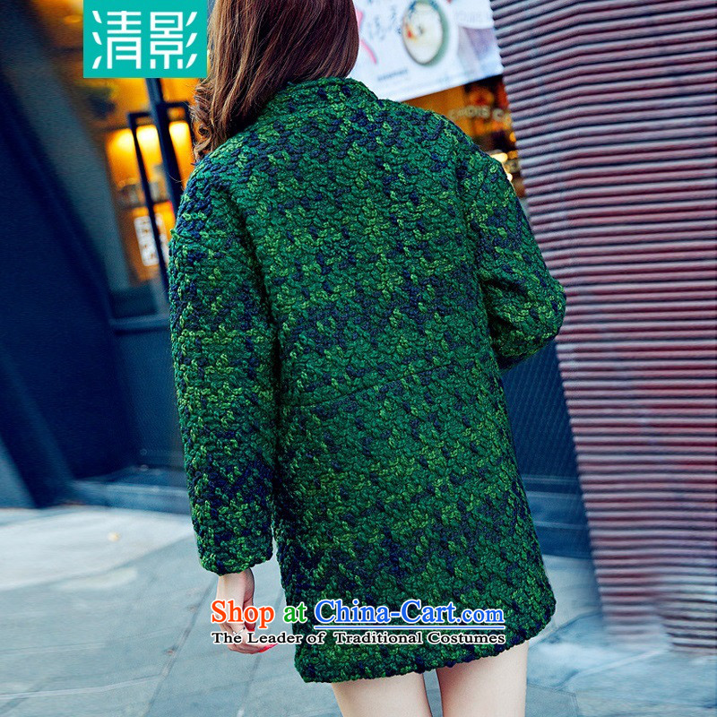 Pretty shadow autumn and winter load new Korean female loose video thin latticed coats that long thick hair? jacket green XL, pretty shadow , , , shopping on the Internet