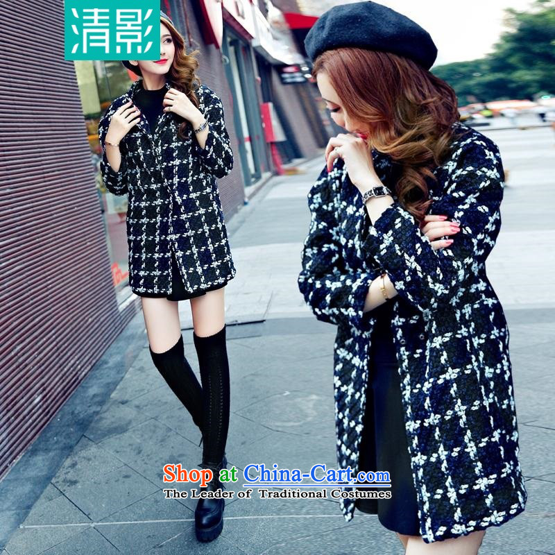 Pretty shadow autumn and winter load new Korean female loose video thin latticed coats that long thick hair? jacket green XL, pretty shadow , , , shopping on the Internet