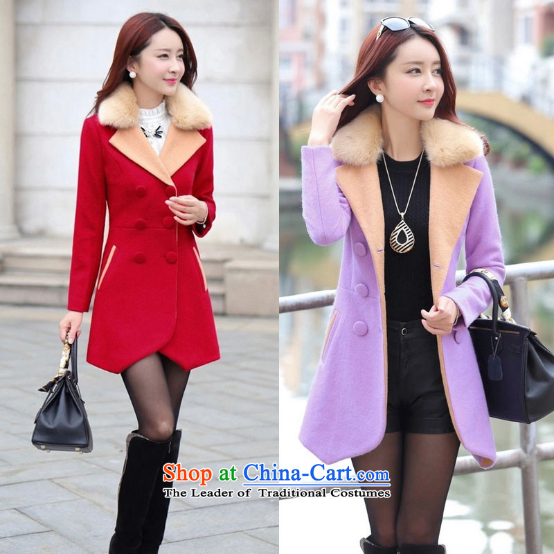 Meijia Garment 2015 winter clothing new double-color spell long suit for gross Sau San?? coats of 1277 gross jacket purple , L, Monica Yi (MEIJIAYI) , , , shopping on the Internet