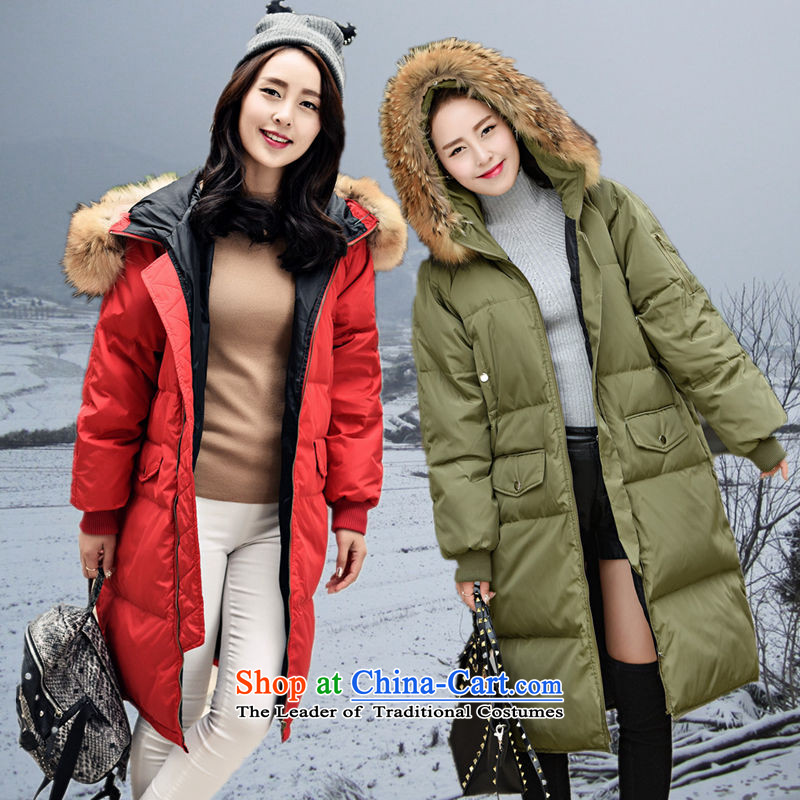 Mm thick winter clothing 240 catties large graphics thin downcoat Sau San Female Cap. Long thick warm nuclear sub to gross collar Windproof Jacket, XL long army green S recommendations 95-115 sq/catty ,JPLS,,, shopping on the Internet