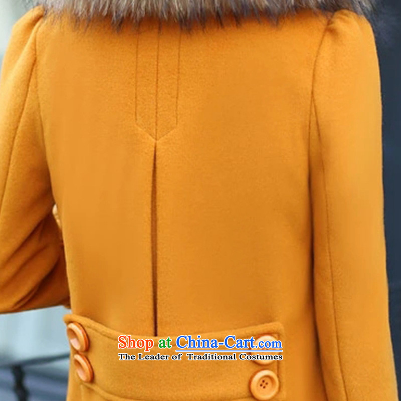 The holy day average 2015 Ying autumn and winter new women's gross jacket Korean big?   in code long coats SY596 Yellow M, the holy day average.... Ying shopping on the Internet