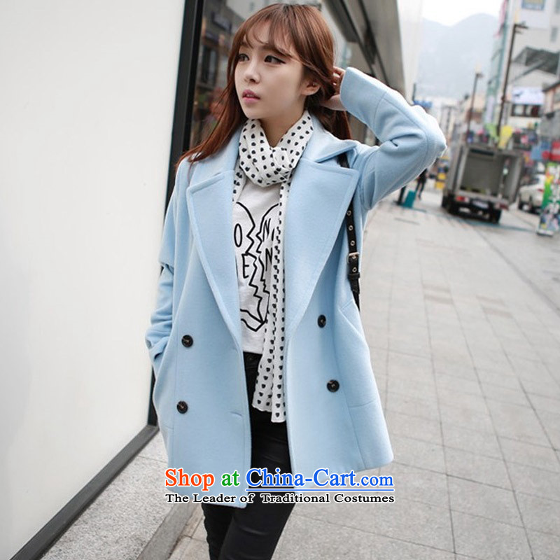 Better, Yi  2015 autumn and winter coats Korean gross? han bum temperament fashion, long jacket, blue , m graphics M8094 thin coat of good shopping on the Internet has been pressed.