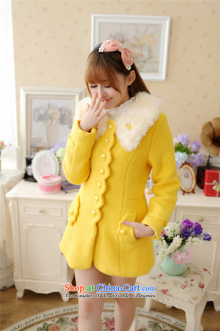 The population of New Winter 2015 Lin Korean girl in gross? jacket long thick hair for elegant temperament coats Yellow XL Photo, prices, brand platters! The elections are supplied in the national character of distribution, so action, buy now enjoy more preferential! As soon as possible.