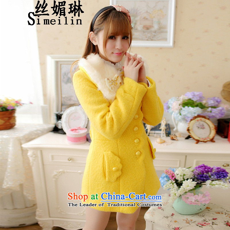 The population of New Winter 2015 Lin Korean girl in gross? jacket long thick hair for elegant temperament coats Yellow XL, population of RIM (simeilin) , , , shopping on the Internet