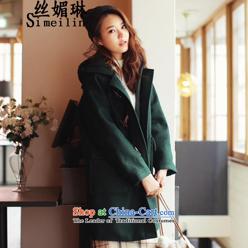 The population of 2015 College wind in Lin long cap horns detained a wool coat thick long-sleeved jacket is cyan gross S folder cotton waffle, population of RIM (simeilin) , , , shopping on the Internet