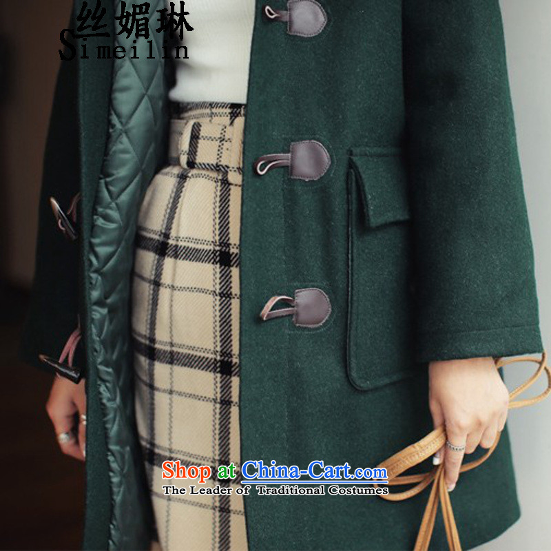 The population of 2015 College wind in Lin long cap horns detained a wool coat thick long-sleeved jacket is cyan gross S folder cotton waffle, population of RIM (simeilin) , , , shopping on the Internet