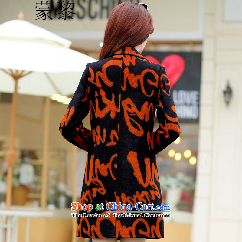 Montevideo Lai Winter 2015 new minimalist stamp wool coat in a wool coat long coats)? female OL commuter orange M, Monrovia Lai , , , shopping on the Internet