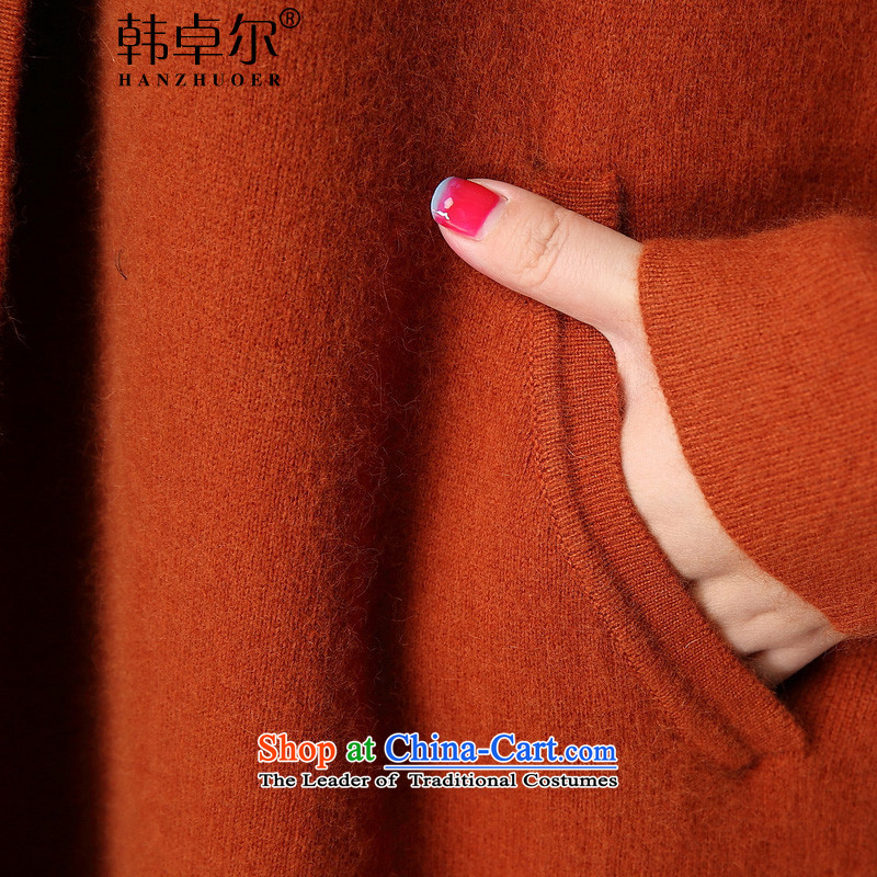 Korea's 2015 new women's long sleeve sweater in thick knitting cardigan X4069 red-orange M lane raining , , , shopping on the Internet