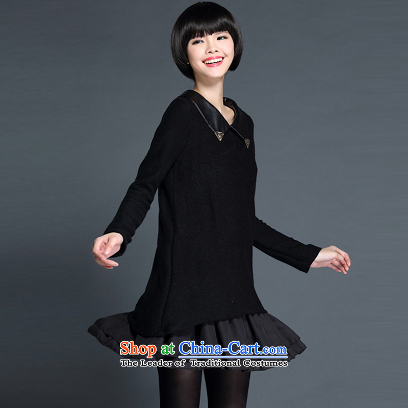 To Van Gogh figure for autumn and winter 2015 new Korean version of large numbers of ladies thick MM loose video thin forming the dresses D80607 female black XXXXL195-215 norms that Van Gogh figure (de jure consultative organ) , , , shopping on the Intern
