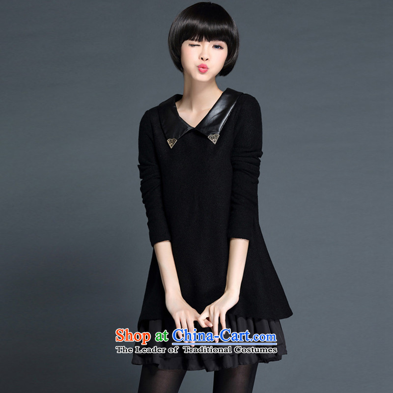 To Van Gogh figure for autumn and winter 2015 new Korean version of large numbers of ladies thick MM loose video thin forming the dresses D80607 female black XXXXL195-215 norms that Van Gogh figure (de jure consultative organ) , , , shopping on the Intern