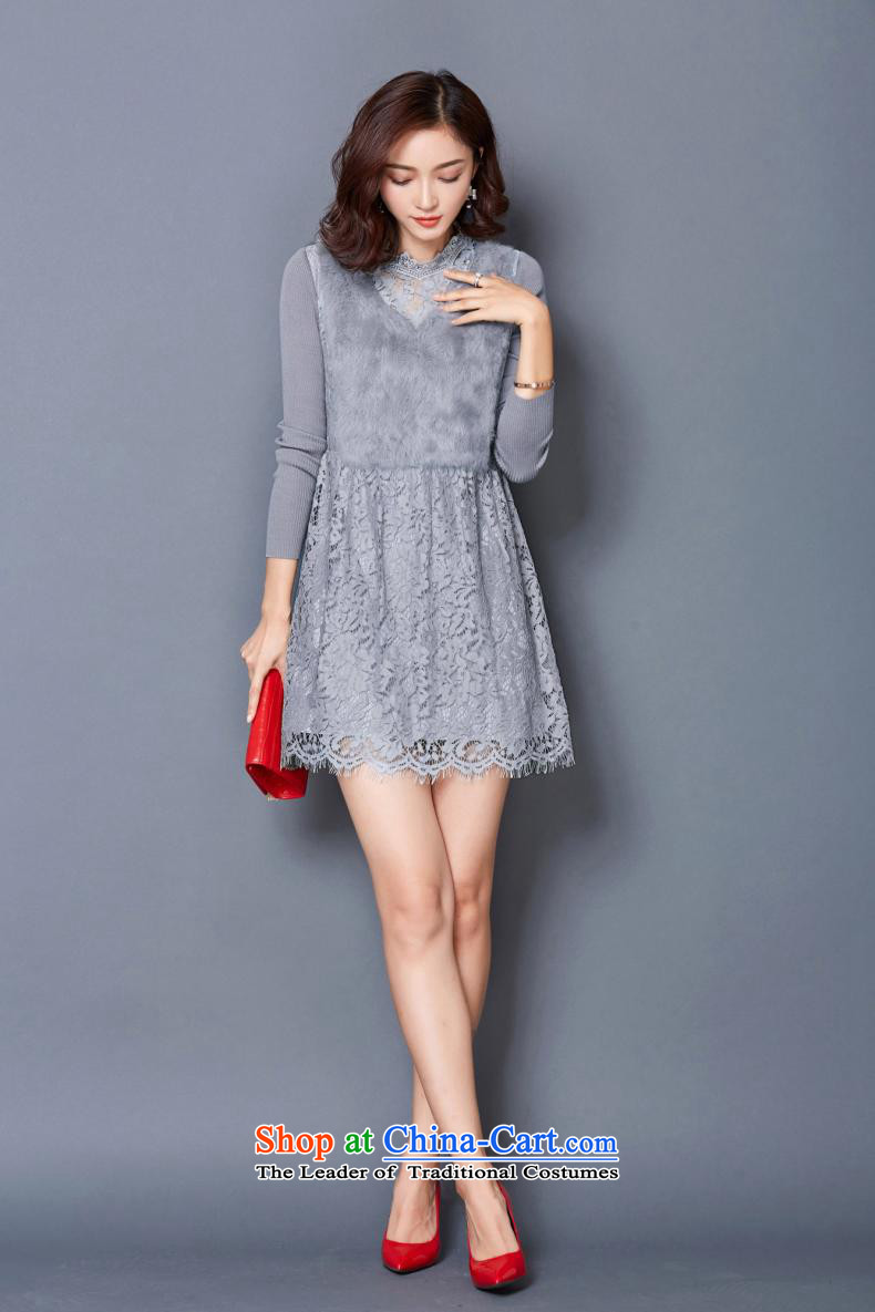 Adam Cheng Yi covered by the 2015 autumn and winter new MM thick Korean Sau San video thin stitching lace in long-sleeved long thick plus the skirt wear wool sweater light gray XXXL 6,843 All Ranks Picture, prices, brand platters! The elections are supplied in the national character of distribution, so action, buy now enjoy more preferential! As soon as possible.