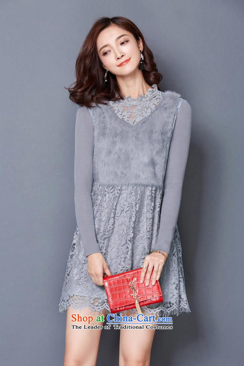 Adam Cheng Yi covered by the 2015 autumn and winter new MM thick Korean Sau San video thin stitching lace in long-sleeved long thick plus the skirt wear wool sweater light gray XXXL 6,843 All Ranks Picture, prices, brand platters! The elections are supplied in the national character of distribution, so action, buy now enjoy more preferential! As soon as possible.