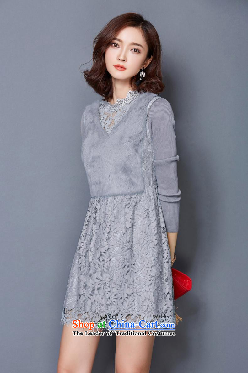 Adam Cheng Yi covered by the 2015 autumn and winter new MM thick Korean Sau San video thin stitching lace in long-sleeved long thick plus the skirt wear wool sweater light gray XXXL 6,843 All Ranks Picture, prices, brand platters! The elections are supplied in the national character of distribution, so action, buy now enjoy more preferential! As soon as possible.