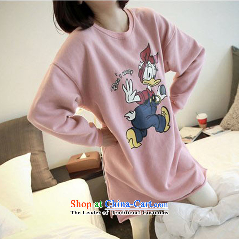 2015 Autumn winter new Korean version of large numbers of ladies thick MM loose, Hin thin, thick 200 catties thick sister in long thick plus lint-free kit jacket sweater and pink collar wireless tide of XXL, (LINXCR) , , , shopping on the Internet