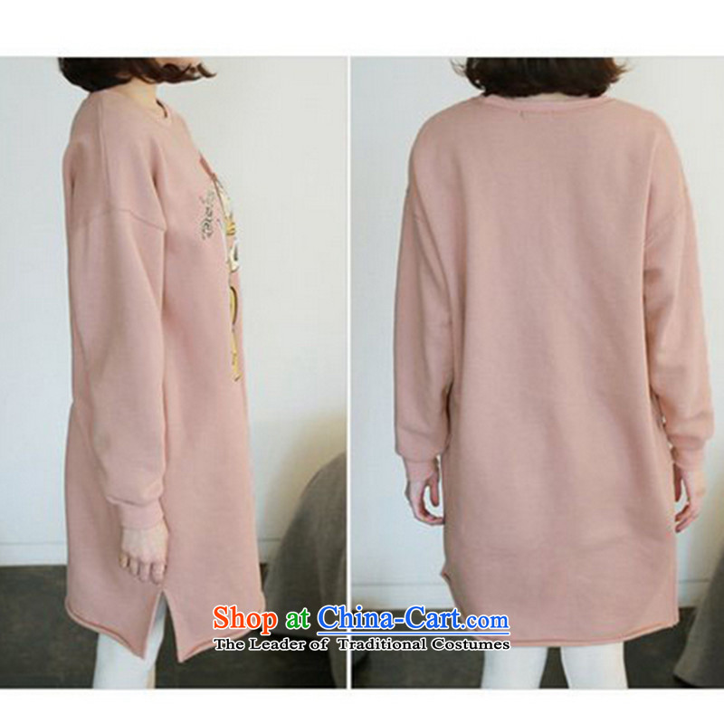 2015 Autumn winter new Korean version of large numbers of ladies thick MM loose, Hin thin, thick 200 catties thick sister in long thick plus lint-free kit jacket sweater and pink collar wireless tide of XXL, (LINXCR) , , , shopping on the Internet