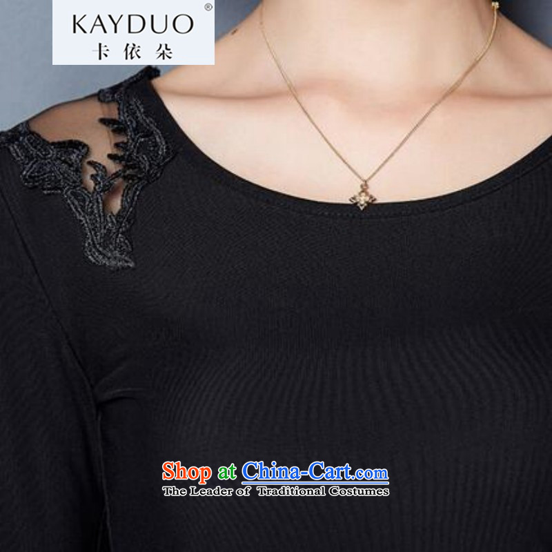 In accordance with the flower KAYDUO CARD 2015 autumn and winter new Korean girl who decorated large thin plus video lint-free thick gauze forming the long-sleeved shirt with lace Lace up black high collar 5123 XL, Casey (KAYDUO) , , , shopping on the Internet