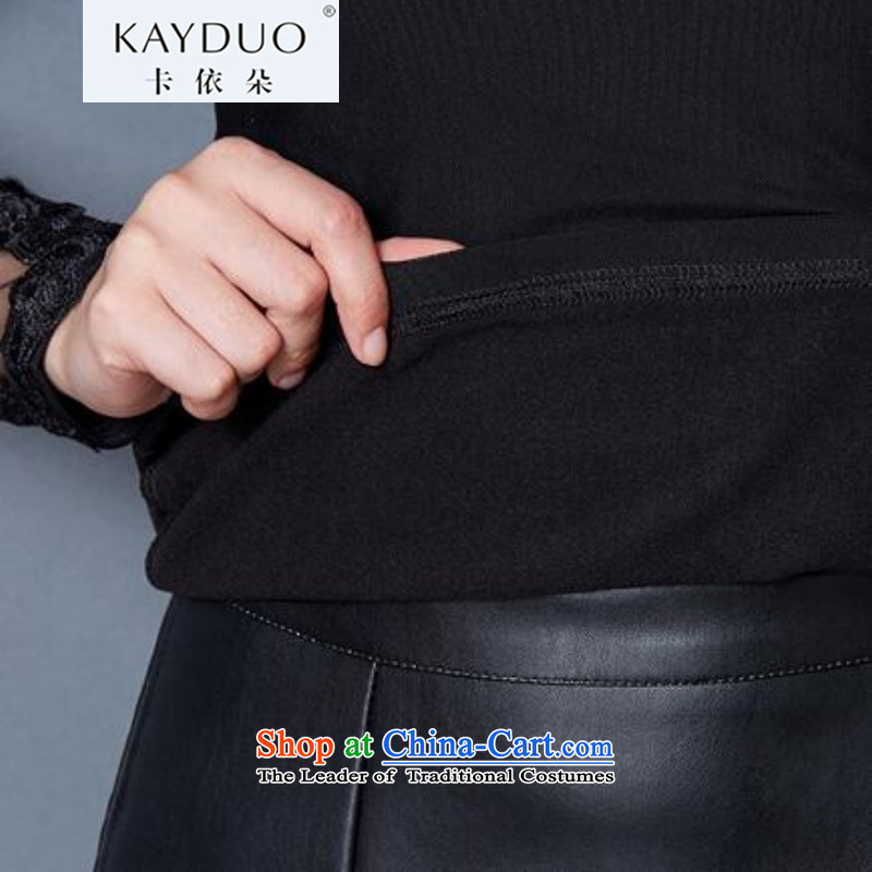 In accordance with the flower KAYDUO CARD 2015 autumn and winter new Korean girl who decorated large thin plus video lint-free thick gauze forming the long-sleeved shirt with lace Lace up black high collar 5123 XL, Casey (KAYDUO) , , , shopping on the Internet