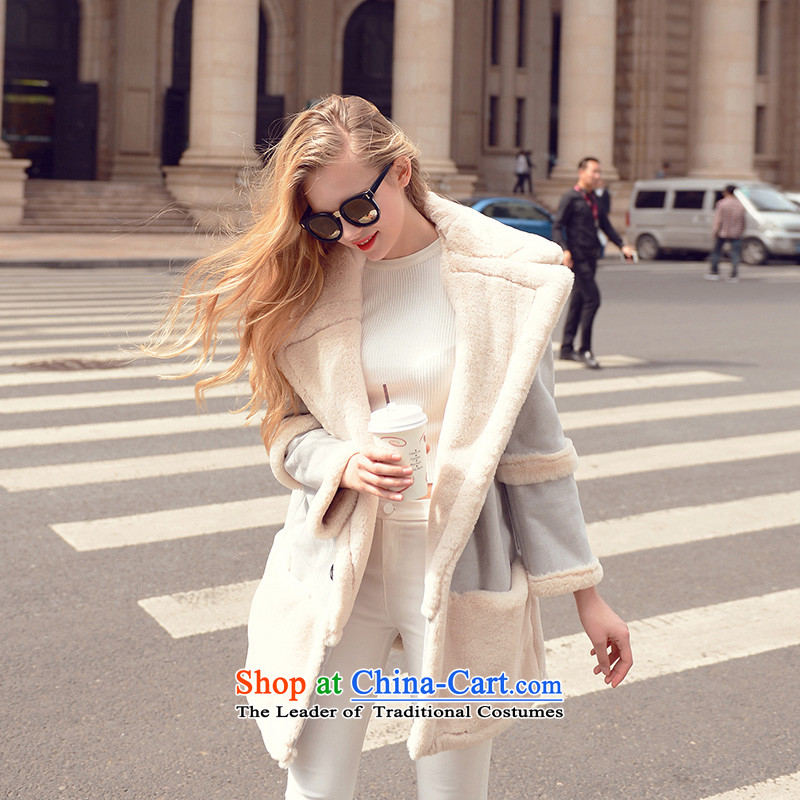 Use the New Winter 2015 Sau-han version elegant thick plus lint-free warm long-sleeved jacket coat cotton wool? female Blue M mystery Soo , , , shopping on the Internet