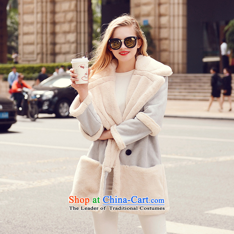 Use the New Winter 2015 Sau-han version elegant thick plus lint-free warm long-sleeved jacket coat cotton wool? female Blue M mystery Soo , , , shopping on the Internet