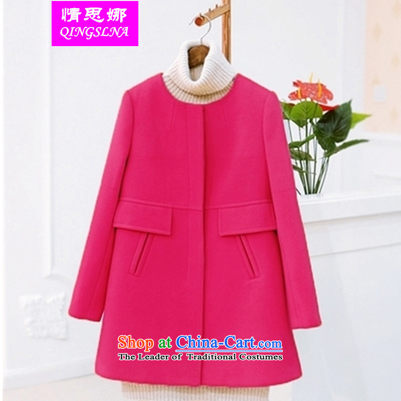 Love in the three big code women to increase the 2015 autumn and winter fat mm round-neck collar long-sleeved sweater in long hair? The red cloak thick pocket?4XL?recommendations around 170-190 microseconds burden Weight