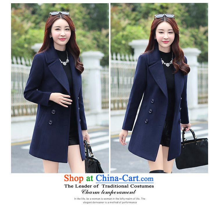 8Pak 2015 autumn and winter new products in Korean long long-sleeved lapel Sau San video thin coat of gross temperament? jacket female navy blue L picture, prices, brand platters! The elections are supplied in the national character of distribution, so action, buy now enjoy more preferential! As soon as possible.