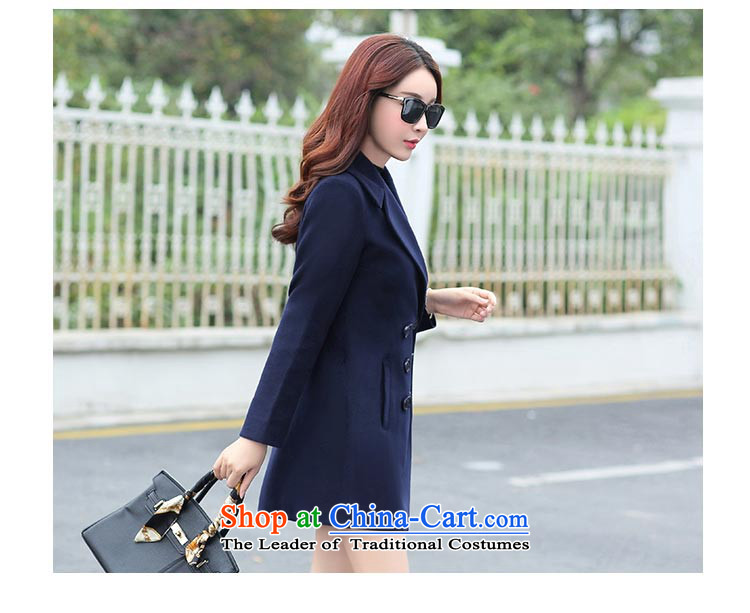 8Pak 2015 autumn and winter new products in Korean long long-sleeved lapel Sau San video thin coat of gross temperament? jacket female navy blue L picture, prices, brand platters! The elections are supplied in the national character of distribution, so action, buy now enjoy more preferential! As soon as possible.