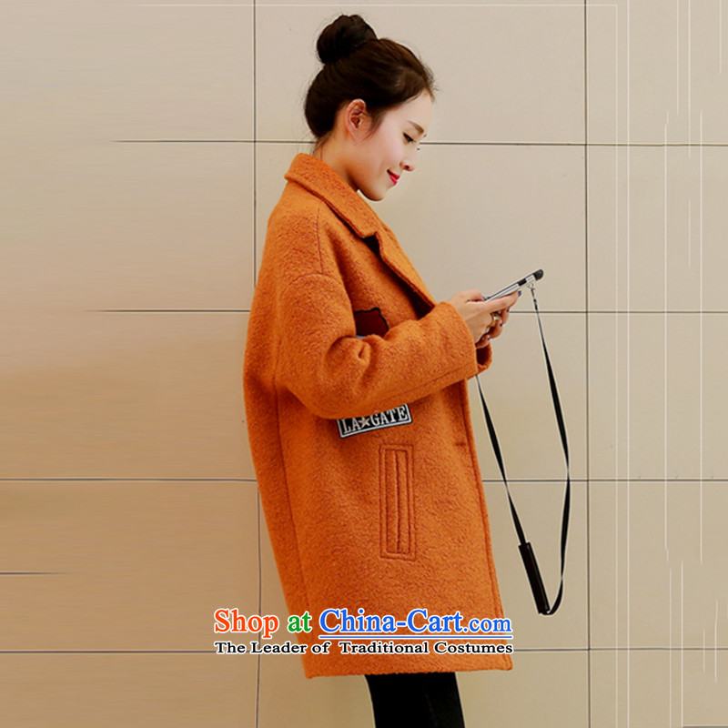 In light autumn and winter rose new products Korean female coats long-sleeved? gross jacket in long?)? a wool coat larger female MD597 orange M Rose (light).... whisper rose shopping on the Internet