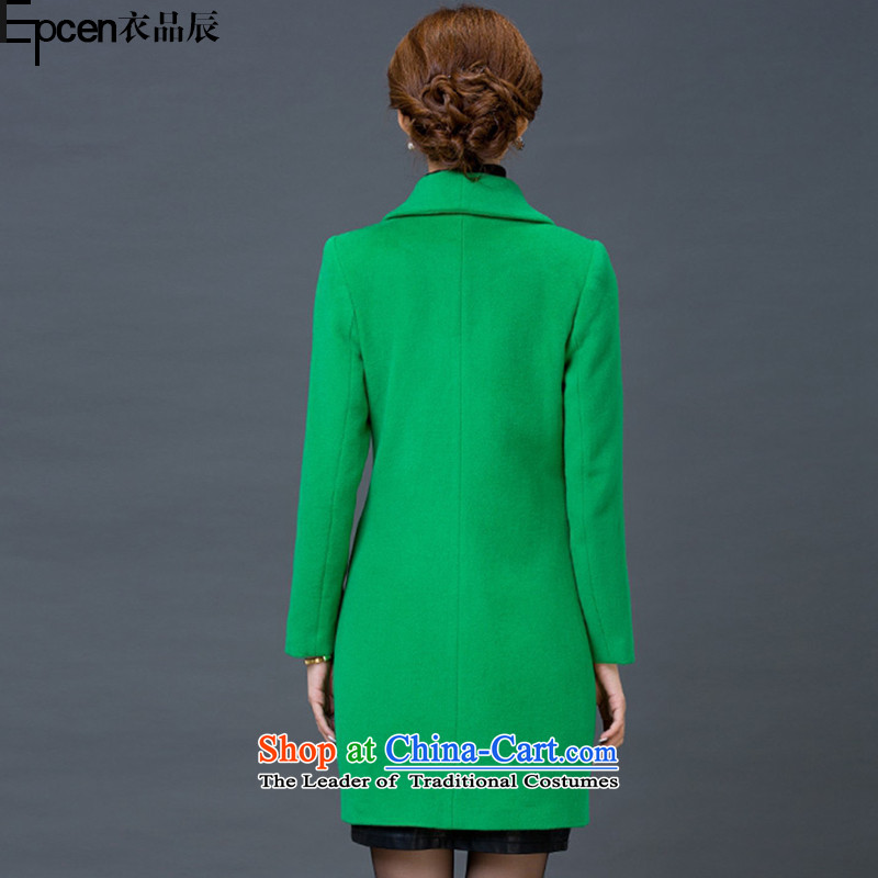 Yi Jin (epcen No. 2015), autumn and winter New Women Korean lapel thick and long coats NRJ5842 gross? XXXL, green products (epcen Yi) , , , shopping on the Internet