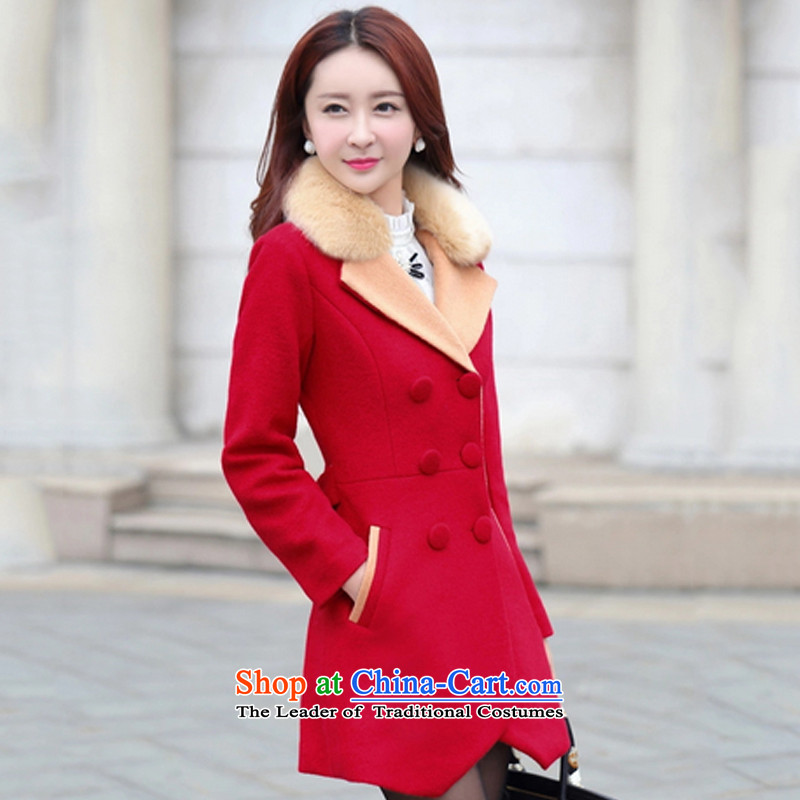 Yi Wu 2015 autumn and winter new Korean double-jacket in gross? long suit coats Y362 for gross? red , L, Yi Wu , , , shopping on the Internet
