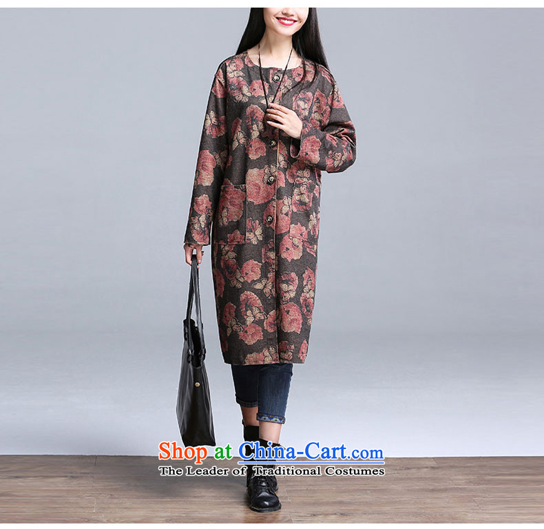 Equipment Yi arts retro larger female round-neck collar loose stamp cardigan jacket blue L picture, prices, brand platters! The elections are supplied in the national character of distribution, so action, buy now enjoy more preferential! As soon as possible.