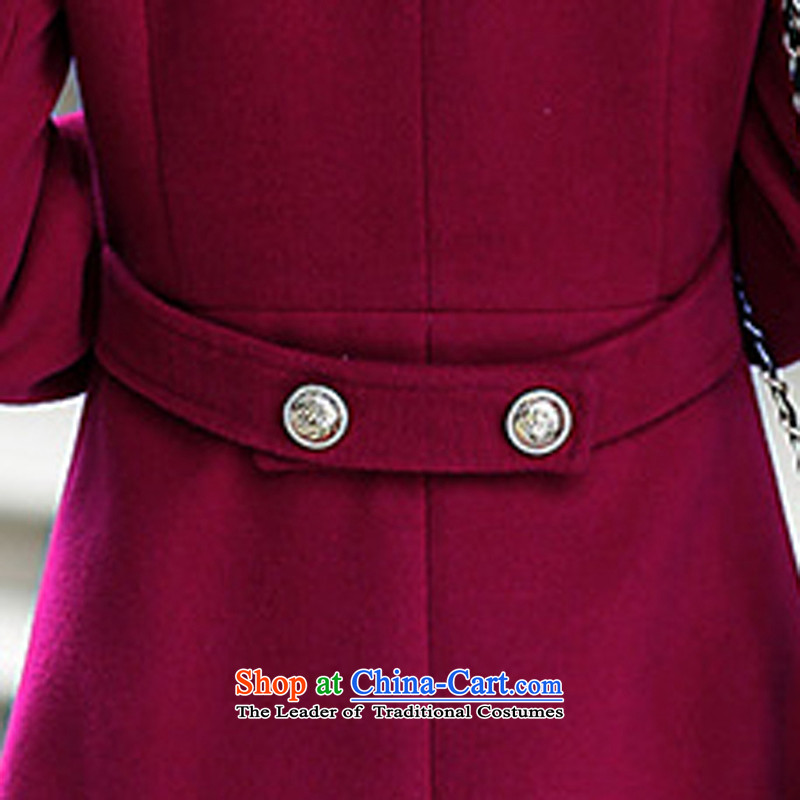 Weiwei Chen No. 2015 autumn and winter female new product gross Korean jacket?   in large thin graphics long a wool coat 70 17 wine red S weiwei Chan Pin (VIVICP) , , , shopping on the Internet
