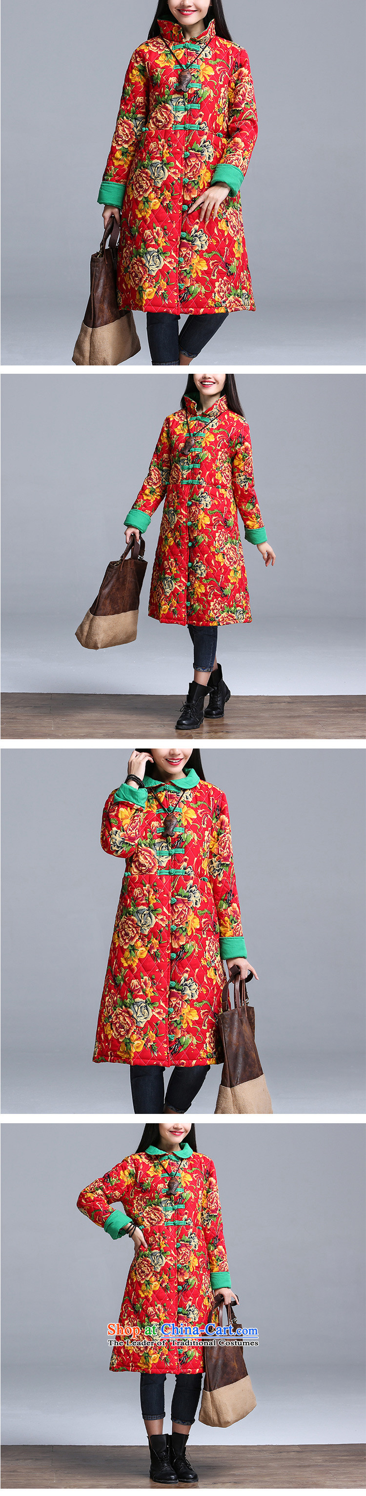 2015 winter clothing Korea MEISUDI version of large numbers of ethnic women detained suit in the Disc retro long jacket, loose video thin cotton waffle warm red 2XL Photo, prices, brand platters! The elections are supplied in the national character of distribution, so action, buy now enjoy more preferential! As soon as possible.