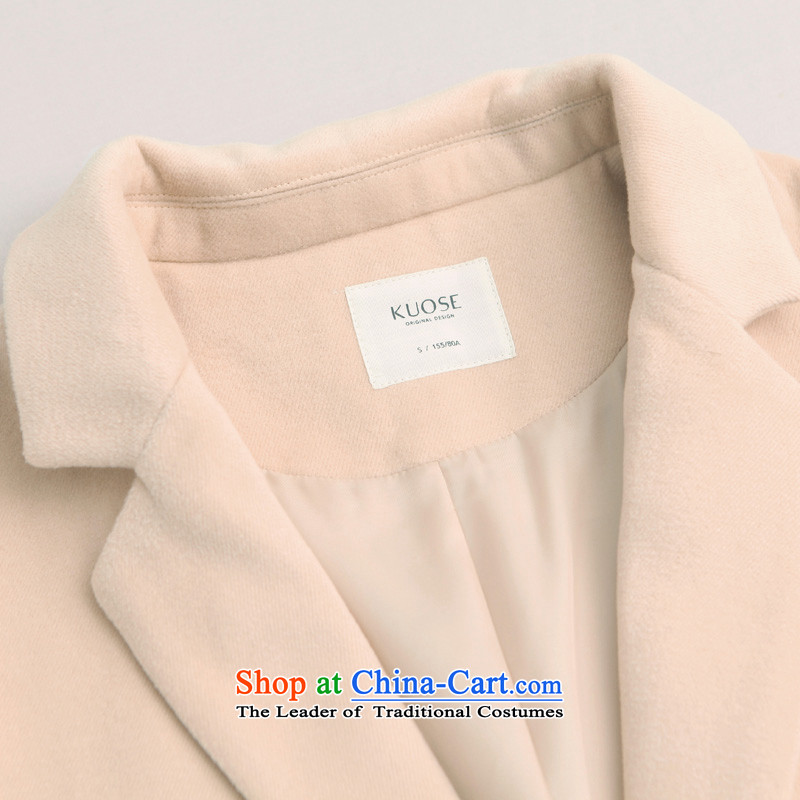 Wide Color Gamut 2015 autumn and winter new Korean Female Straight suits for pure color graphics thin wild thick?? Jacket coat gross meat apricot S, broaden the colors (kuose) , , , shopping on the Internet