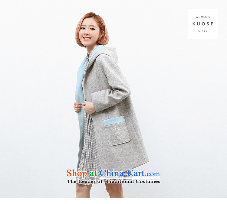 Wide Color Gamut 2015 autumn and winter new Korean Woman knocked over the medium to longer term, embroidered color thick with cap?? Jacket coat gross blue spell gray S picture, prices, brand platters! The elections are supplied in the national character of distribution, so action, buy now enjoy more preferential! As soon as possible.