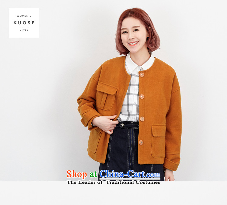 Wide Color Gamut 2015 autumn and winter new Korean Female Straight round-neck collar long-sleeved solid color stitching pocket short of the amount? and yellow are code jacket picture, prices, brand platters! The elections are supplied in the national character of distribution, so action, buy now enjoy more preferential! As soon as possible.