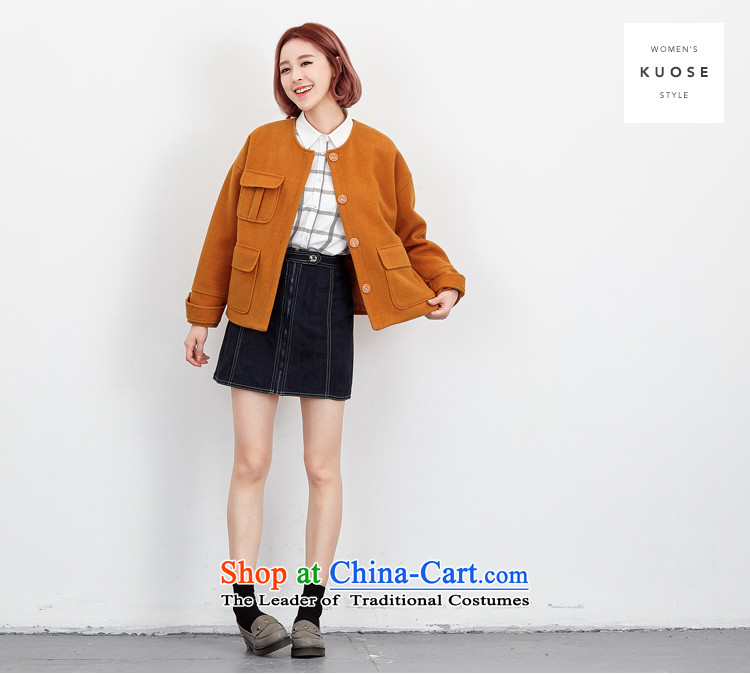 Wide Color Gamut 2015 autumn and winter new Korean Female Straight round-neck collar long-sleeved solid color stitching pocket short of the amount? and yellow are code jacket picture, prices, brand platters! The elections are supplied in the national character of distribution, so action, buy now enjoy more preferential! As soon as possible.