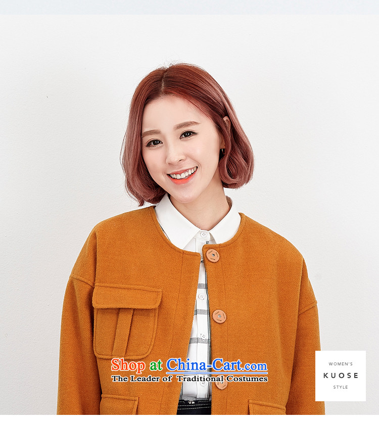 Wide Color Gamut 2015 autumn and winter new Korean Female Straight round-neck collar long-sleeved solid color stitching pocket short of the amount? and yellow are code jacket picture, prices, brand platters! The elections are supplied in the national character of distribution, so action, buy now enjoy more preferential! As soon as possible.