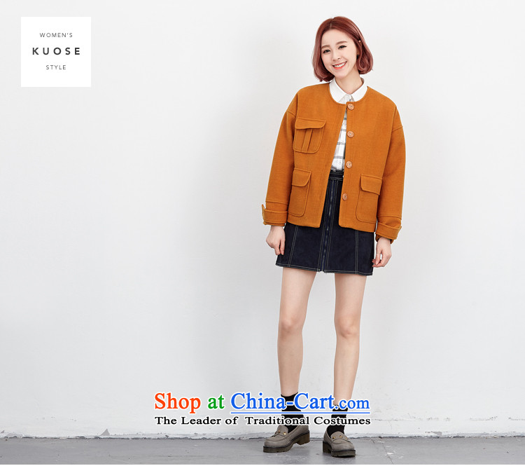 Wide Color Gamut 2015 autumn and winter new Korean Female Straight round-neck collar long-sleeved solid color stitching pocket short of the amount? and yellow are code jacket picture, prices, brand platters! The elections are supplied in the national character of distribution, so action, buy now enjoy more preferential! As soon as possible.