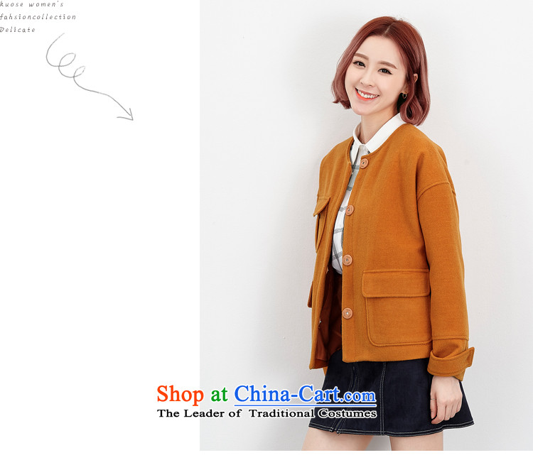 Wide Color Gamut 2015 autumn and winter new Korean Female Straight round-neck collar long-sleeved solid color stitching pocket short of the amount? and yellow are code jacket picture, prices, brand platters! The elections are supplied in the national character of distribution, so action, buy now enjoy more preferential! As soon as possible.