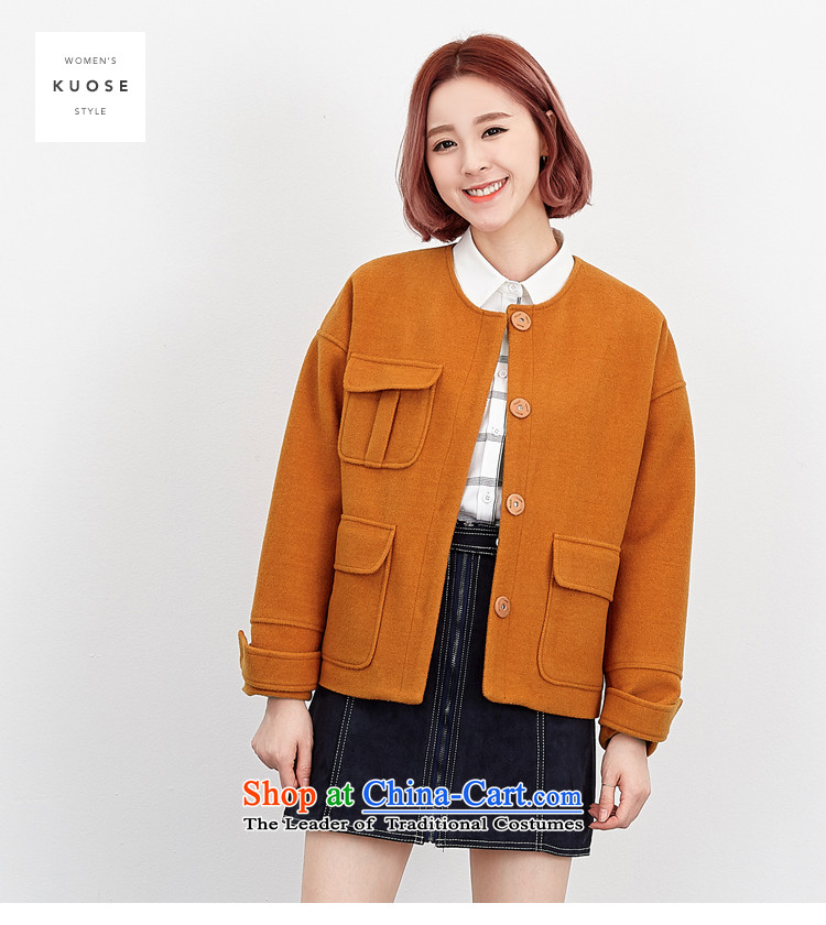 Wide Color Gamut 2015 autumn and winter new Korean Female Straight round-neck collar long-sleeved solid color stitching pocket short of the amount? and yellow are code jacket picture, prices, brand platters! The elections are supplied in the national character of distribution, so action, buy now enjoy more preferential! As soon as possible.